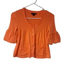 JW Style Womens‎ Short Sleeve Scoop neck Button Front Stretch Top Orange Small